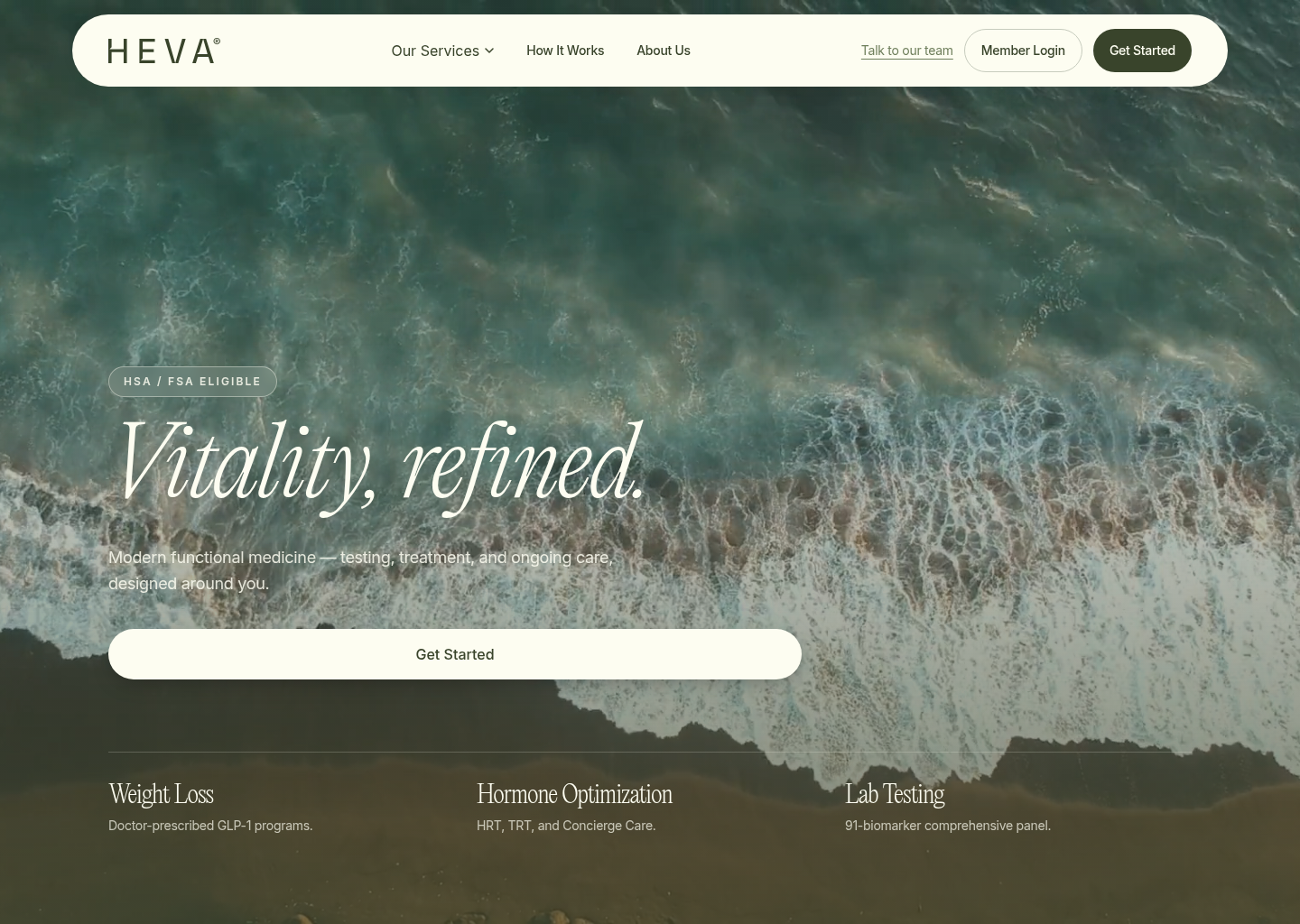 Modern Functional Medicine | Heva Health — website design on Landdding
