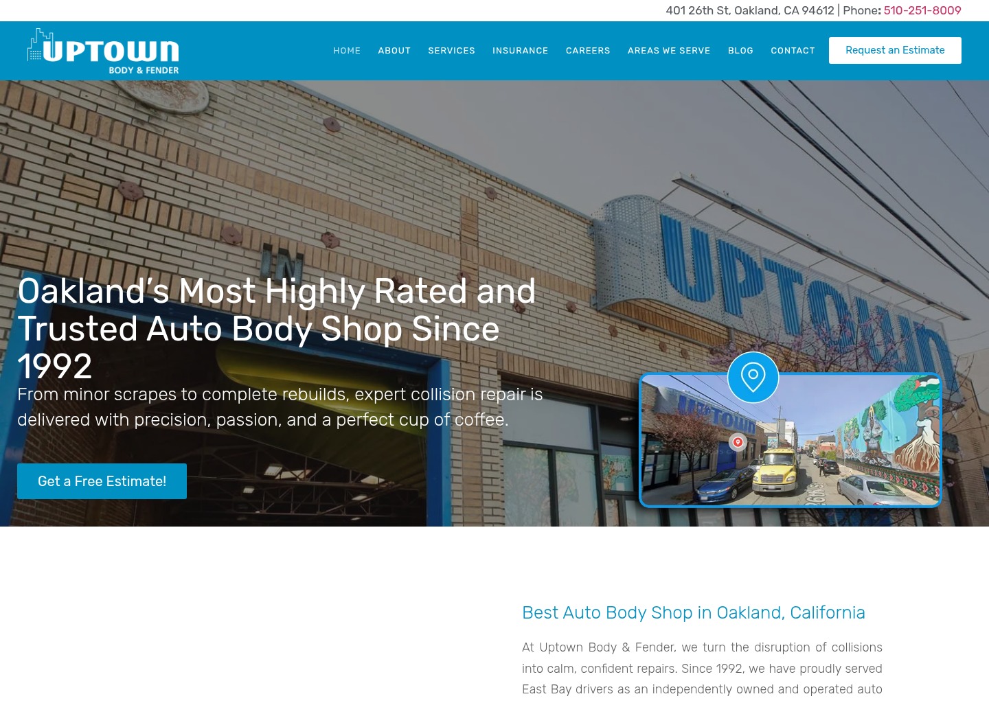 Best Auto Body Shop In Oakland, CA | Uptown Body & Fender — website design on Landdding