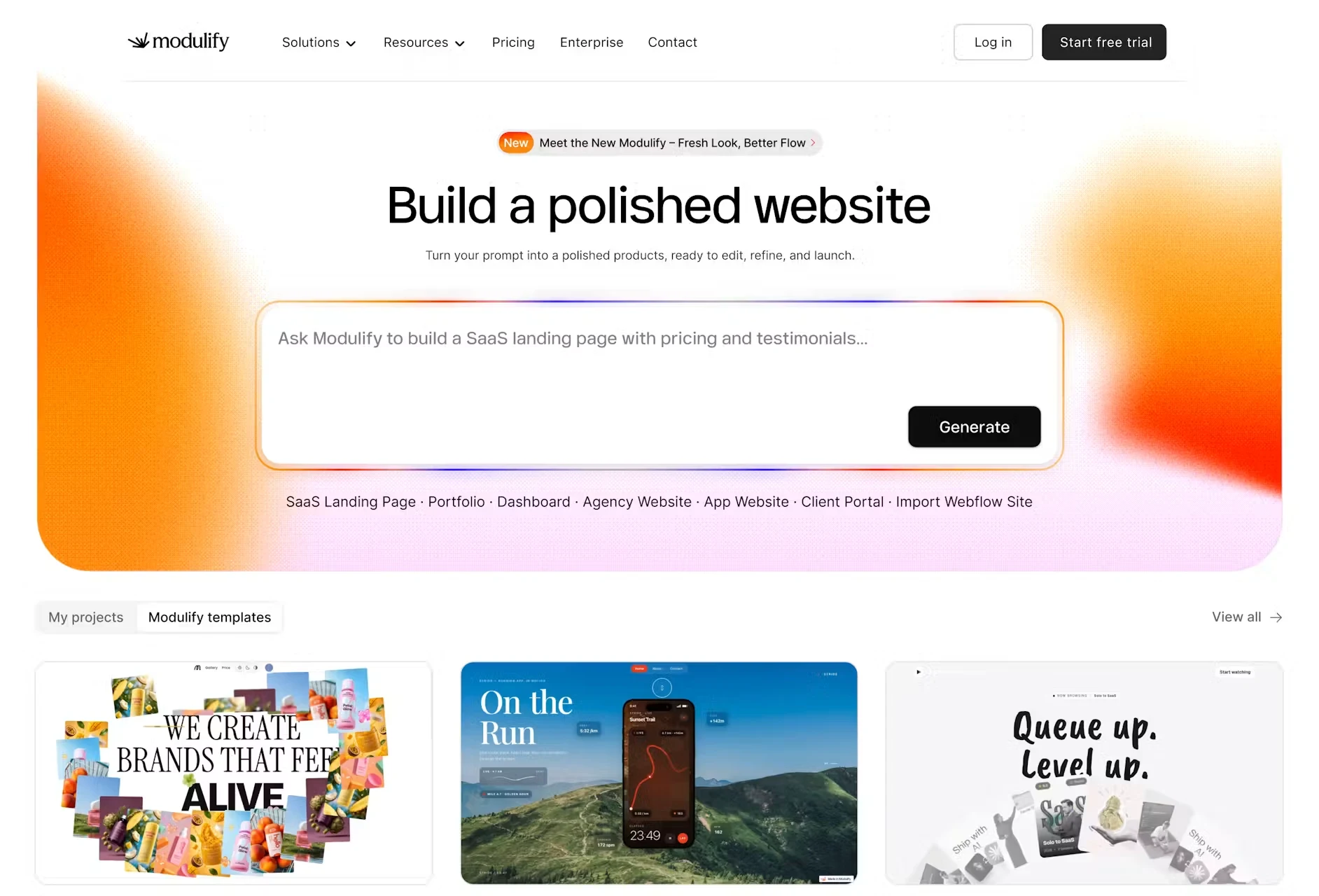 Modulify – Build a Polished Website or Web App with AI — website design on Landdding